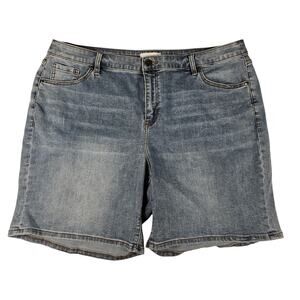 Lane Bryan Womens 18 Signature Fit Mid-rise Boyfriend Shorts Distressed Denim